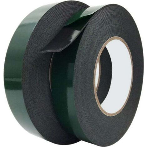 Nastro biadesivo extra forte, 2 rotoli di potente nastro biadesivo in schiuma per un montaggio durevole, adatto per l'industria automobilistica e per le modanature (20 mm x 10 m) -Crezuo