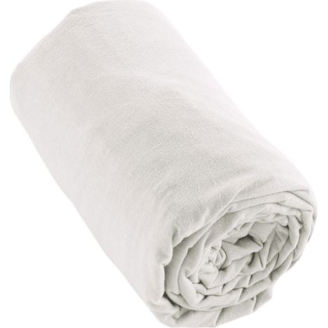 Drap housse flanelle coton 180x200 cm matelas épais Blanc Neige
