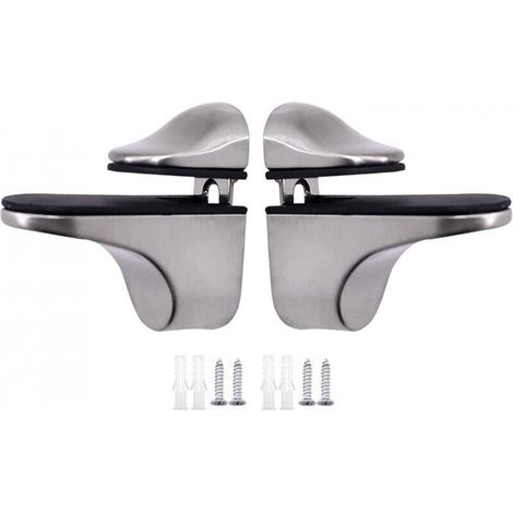 2pcs Support d'étagère en verre argent brossé réglable en 2 parties et supporte des étagères en bois/verre de 3 à 21 mm d'épaisseur-Étagère murale (1/4)