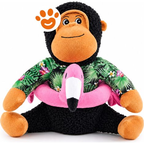 Leopet Dog Scimmia con Fenicottero in Tessuto e Peluche (27x25cm) - Confezione 1 Pezzo - Accessori