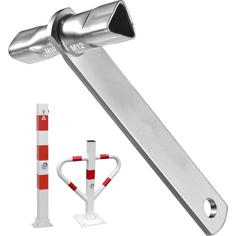 Clé de borne, clé triangulaire pour poteaux d'arrêt, double taille M12/M10, clé 3 pans, clé de pompier, convient pour les poteaux de barrière et les garde-corps (1/5)