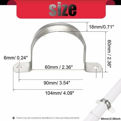 15 fascette a U da 60 mm in acciaio inox 304 per tubi, flessibili e cavi, fascette di supporto per tubi in acciaio inox, Riding Card (15, M60) (1/4)