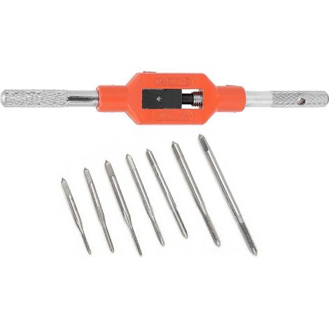 7-teiliges Mini-Gewindebohrer-Set aus legiertem Stahl für Maschinenschrauben, 1 Schraubenschlüsselhalter, Industriewerkzeug (1/4)