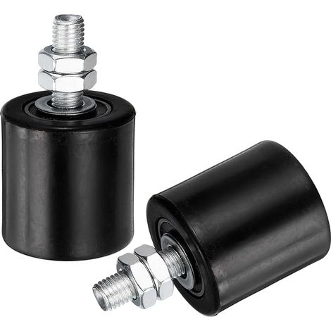 Galet Guide Portail Coulissant 48x50mm, M12 Roulette Nylon Guide au Sol Porte Grange Coulissante, Roue Universel Roulement à Billes Scellé Portail, Noir (1/5)