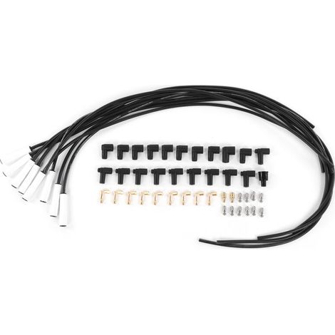 8.5mm/0.3in Spark Plug Wire Set 135° Ceramic Boot with 9002C Stainless Steel Terminal Universal. (1/5)