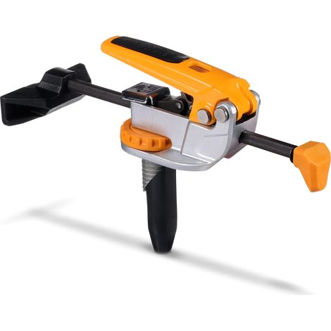 Collier de serrage en ligne à réglage automatique avec cheville fendue ajustée, base rotative à 360°, épaisseur de serrage de 75 mm, force de serrage de 11 à 250 kg, tige de poussée en acier (1/5)