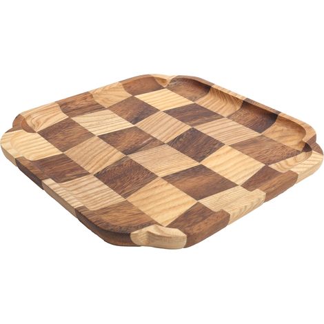 Rundes Holztablett zum Servieren von Tee, Obstsalat, Brot und Küchenutensilien, 25 x 25 cm (1/5)