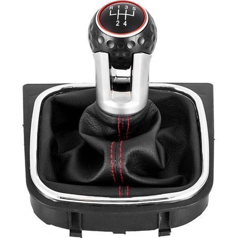 Levier de vitesses adapté aux voitures Volkswagen GTI, cache-poussière, pommeau de vitesse, poignée de vitesse, levier de vitesses, cadre noir, ligne rouge, 6 vitesses, un jeu, cadre noir, ligne rouge