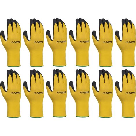 Pack de 12 Gants de Protection travail Nitrile Antidérapants Confort Adhérence Protection Certifiée CE VITO (1/4)