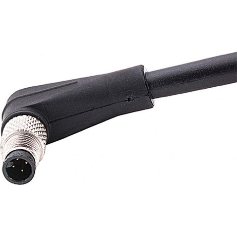 STEX24 M5 Sensorleitung PUR 4-polig Stift gewinkelt schleppkettenfähig A-Kodierung, Länge 7,0 Meter tiefschwarz RAL 9005, Kabel Außendurchmesser 3,5mm - 1 Stück