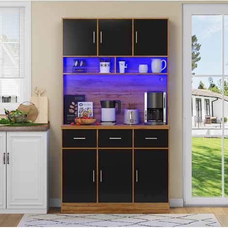 Credenza 100 x 40 x 180 cm con LED, APP, prese USB e cassetti DESVIAE (1/5)