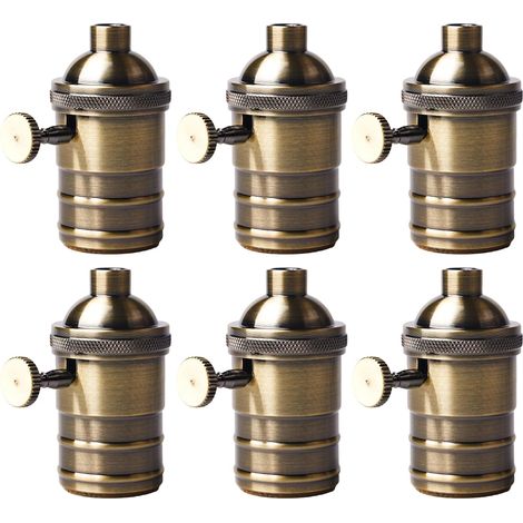 Vintage Aluminum Socket Set of 6 220V E27 Bronze Rotary Switch Ceiling Adapter LED Lamp Retro Decoration Pendant Light Fixture (1/5)