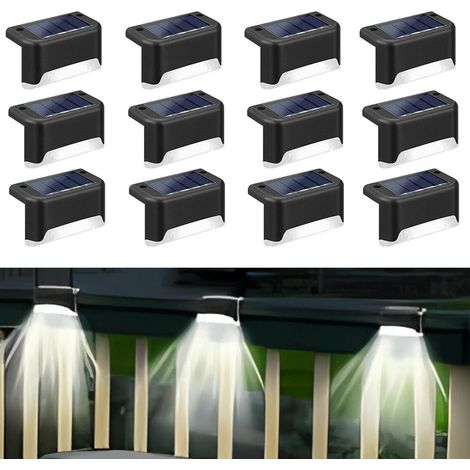 Lampes Solaires Escalier Extérieur Éclairage LED Autonome Étanche Décoratif pour Palier Railing Chemin Lumière 12 blanche (1/5)