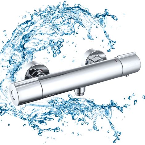 Duscharmatur mit Thermostat Chrom Mischbatterie Dusche mit 38°C Sicherheitstaste Duschthermostat Armatur Edelstahl Duscharmaturen Brausethermostat (1/5)