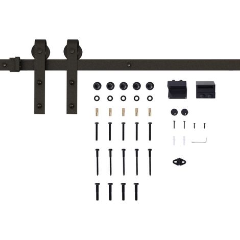 Kit de herrajes para puerta corredera de acero negro 2 m, 100 kg (1/5)