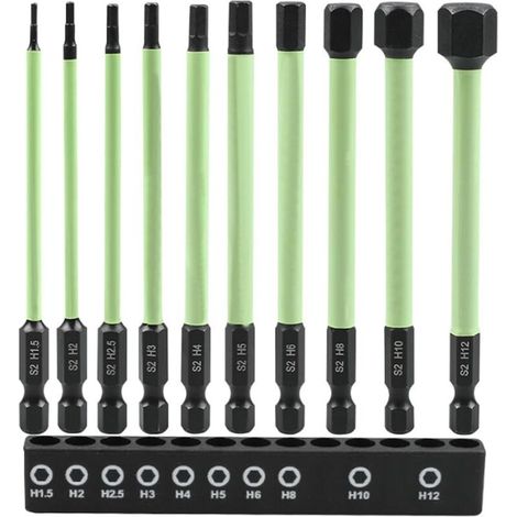 Lot de 10 Embouts Hexagonaux Longs 100 mm 1/4" S2 Idéal pour Visseuse Sans Fil H1,5 à H12 Embouts Durables et Précis