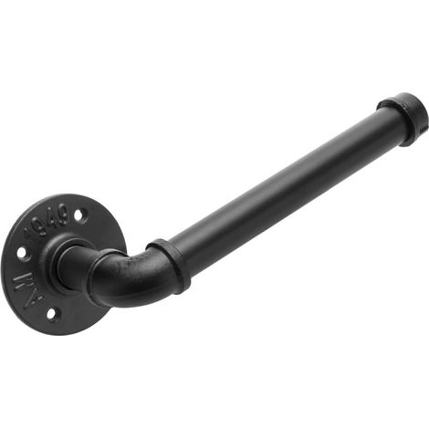 Porte-papier toilette industriel acier noir 230mm, fixation murale robuste. Dimensions 270x100x83mm. Design tube moderne. (1/5)