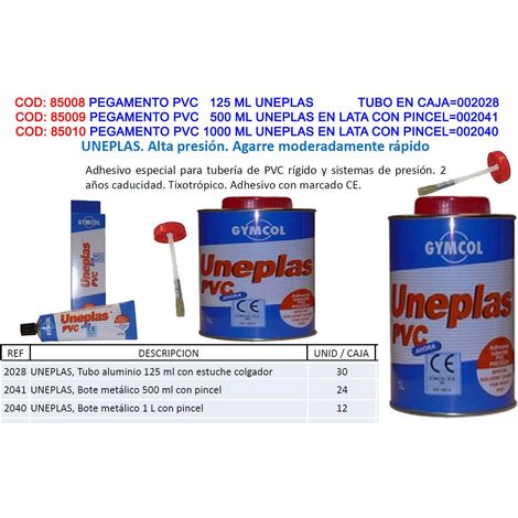 unecol adhesivo pegamento cola pvc  125 ml uneplas tubo  002073