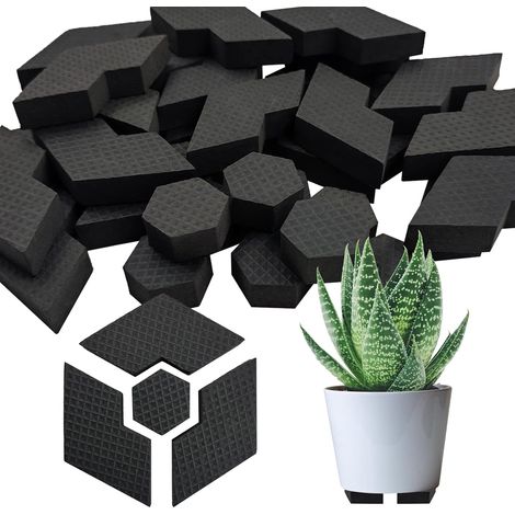 Lot de 40 Tapis de Pied pour Pot de Fleurs,Invisibles hexagonaux pour Pot de Fleurs Multi Styles,Antidérapants Pied de Pot de Fleur,pour intérieur et stabilisateur Pot de Fleur Exterieur (1/5)