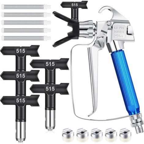 Pistolet à peinture sans air (12 pièces) avec protection de buse, buses et filtre pour machine de pulvérisation sans air, accessoires de peinture (515) (1/4)