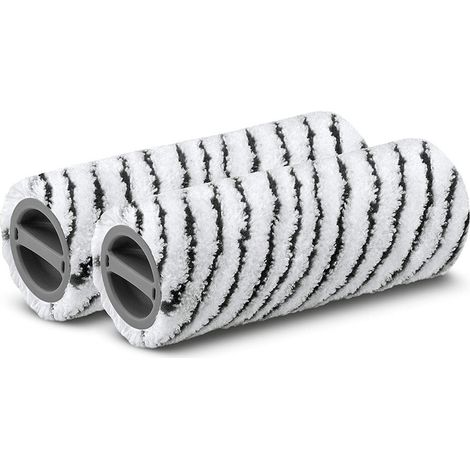Rouleaux en microfibre compatibles avec les nettoyeurs de sols électriques Kärcher FC3, FC5 et FC7 : adaptés à la pierre et au carrelage. Lot de 2. (1/3)