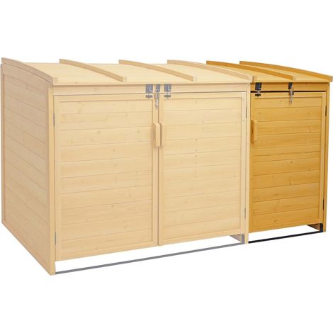 Copribidone box spazzatura rifiuti HHG-019 104x68x120cm legno abete marrone