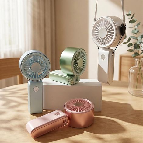 4pcs Portable Foldable Handheld Fan, USB Rechargeable Mini Personal Fan, 3-Speed Wind, Lightweight with Lanyard, for Outdoor Travel Office Home,Multicolor (1/5)
