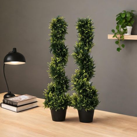 Lot de 2 sapins artificiels en spirale verts pour salon 90 cm (1/5)
