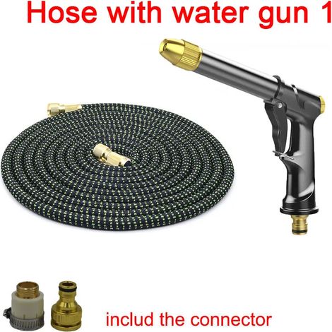 Tuyau d'arrosage extensible Magic Hose avec pistolet à eau haute pression (53 m) - Outil de nettoyage pour lavage de voiture