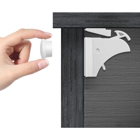 Baby cabinet door safety stopper (8 latches + 2 keys), child safety drawer lock, magnetic safety lock for cabinet doors. (1/5)