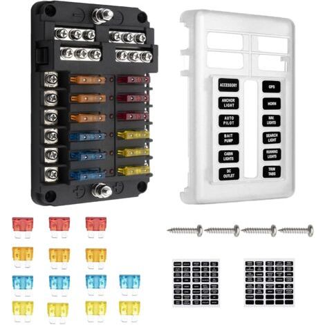 Applicable Fusible Voiture 12V ZEALfix Porte Fusible Voiture avec Indicateur Lumineux 12 Voies pour Voiture Camping Car Bateau Camion SUV Yacht (1/5)