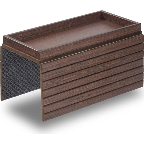 1 - Plateau d&39accoudoir - Boîte de rangement - Bambou finition noyer - Support stable pour repas et livres - Salon - Marron - 31,5x14cm
