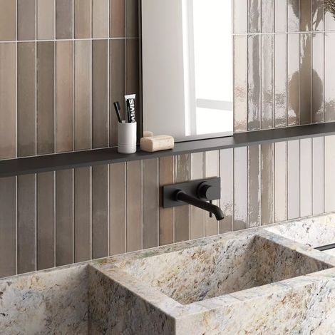 Carrelage Effet Zellige Taupe ISOLA Castle rock 5x30cm (1/3)