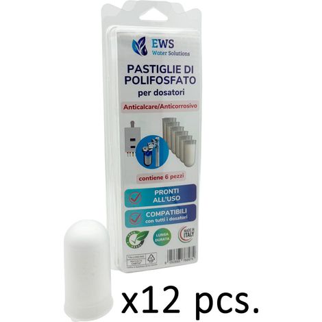 Recambios de caldera de polifosfato 6 recambios de larga duración antical y anticorrosivos de calidad alimentaria para dosificadores proporcionales Paquete de 12 bolsas de 6 unidades cada una