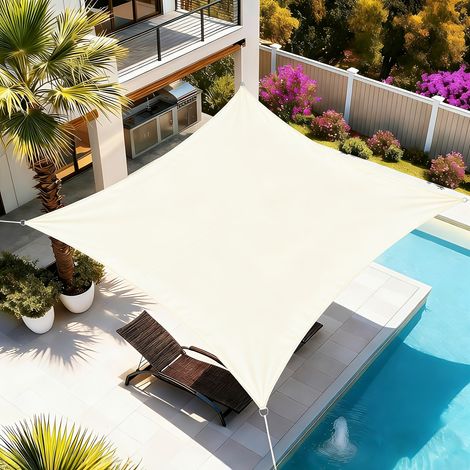 Voile d'ombrage d'extérieur, Tissu d'auvent étanche, Accessoires d'ombrage — Idéal pour balcons et abris de voiture (Beige, 4x4 m)
