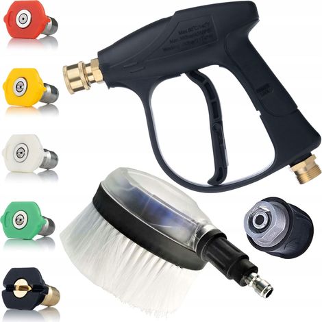 Set Accessori Idropulitrice Rosfix JetKit – Pistola 300 Bar, 5 Ugelli QC, Adattatore Lavor HQ, Spazzola Rotante  Compatibile con Lavor, Karcher