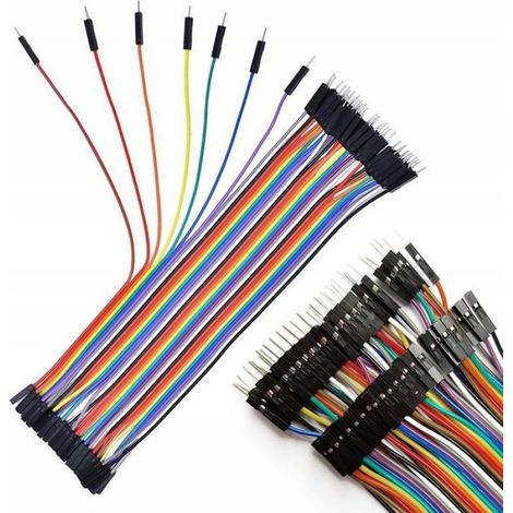 Câbles Dupont - 40 Pièces - 20 Cm - Mâle-Femelle - Cuivre - Pour Breadboard Et Arduino (1/4)