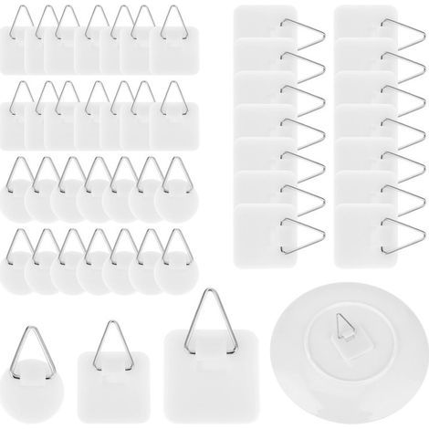 45 piezas de ganchos adhesivos, colgadores de cuadros, soportes adhesivos, fijaciones adhesivas para marcos, soportes verticales adhesivos, soportes para placas de pared, gancho adhesivo para cuadros (1/4)