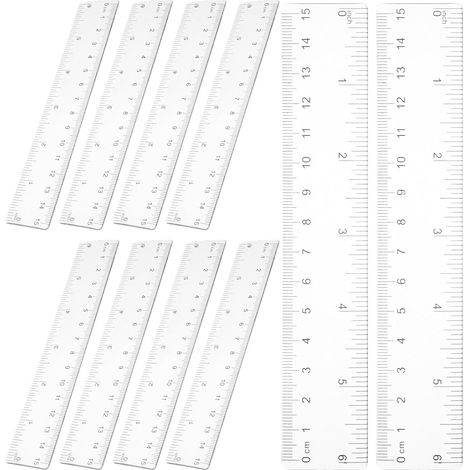 Lot de 10 règles transparentes en plastique 15 cm, à double (1/5)