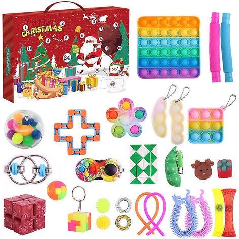 Calendrier de l'Avent de Noël - Coffret cadeau anti-stress avec jouets anti-stress - Boîte surprise (1/4)
