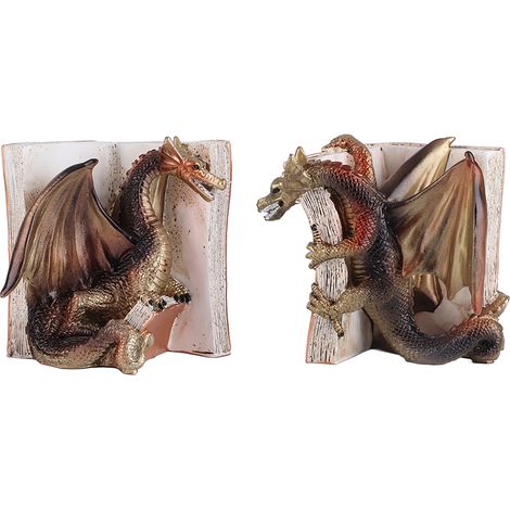 Serre-livres dragon amusant en résine, statue de dragon, serre-livres de bureau pour la décoration de bibliothèque à la maison ou au bureau (1/5)