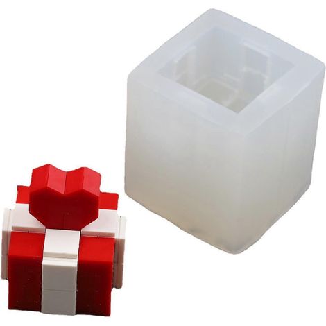 Silikonform in Form einer 3D-Geschenkbox zur Herstellung von Kerzen, Seifen, Schokolade und Fondant. (1/4)