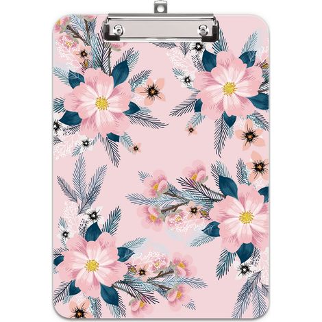 porte bloc a4 avec pince, Plastique dur, Clipboard A4 dessin de mode, Planchettes à pince et porte-formulaires, 32CM x22CM, Fleur rose (1/5)