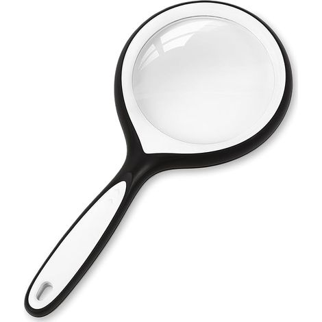 10X Glass Reading Magnifying Glass Hand Magnifier for Journals, Reading Scientific Books, Insects, Observations and Crafts (Black-White) (1/5)