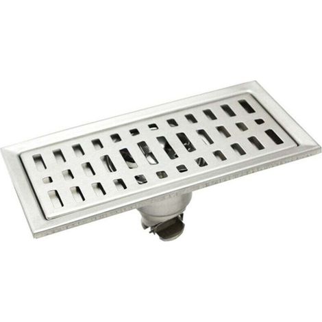 Rechteckiger Duschablauf, Bodenablauf für Bad, Dusche, Küche, Haarsieb, Edelstahl, 20 x 10 cm - Crezuo