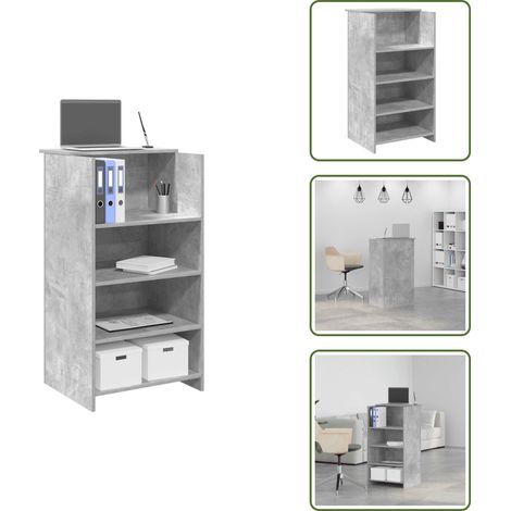 Rangement bureau - vidaXL Bureau de réception gris béton 55x50x103,5 cm bois d'ingénierie - Comptoir intégré (1/5)