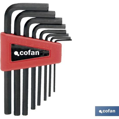 COFAN set llaves hexag. 10 uds. (1,5-10) , Juego llavero o set de 8 y 10 unidades de llaves standard en tipo hexagonal o Allen. Medidas que contiene el juego desde 1,5 a 10. Fabric (1/2)