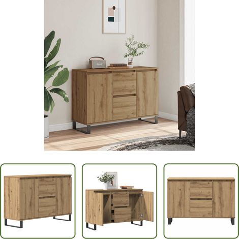 Holzkommode -  Sideboard Artisan-Eiche 101,5x35x70 cm Holzwerkstoff (1/5)