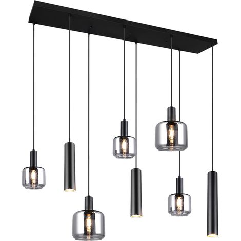 Lampada a sospensione 2 luci, metallo, nero opaco, 118x150x34 cm, Mataro (1/5)