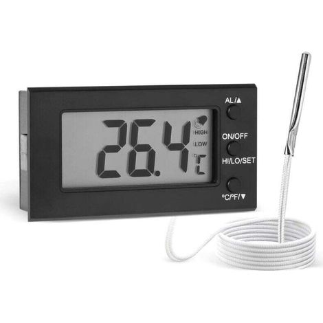 Thermomètre de four numérique -58 °F à 572 °F/-50 °C à 300 °C avec sonde, alarme de température haute et basse, écran LCD, Celsius/Fahrenheit (noir) (1/5)